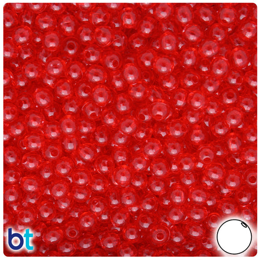 BeadTin Ruby Transparent 5mm Round Plastic Craft Beads (700pcs)