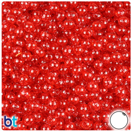 BeadTin Ruby Sparkle 5mm Round Plastic Craft Beads (700pcs)