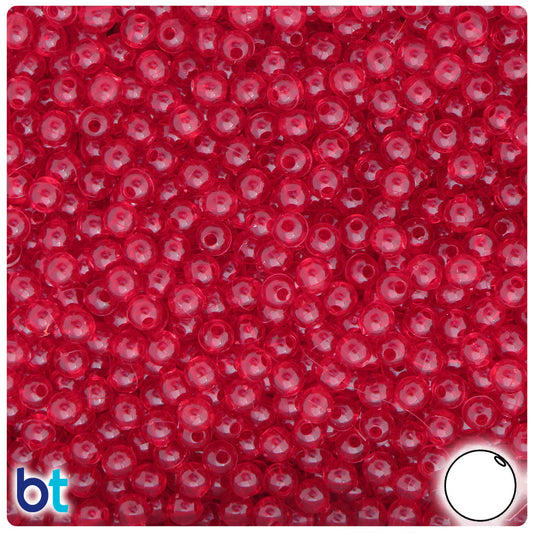 BeadTin Dark Ruby Transparent 5mm Round Plastic Craft Beads (700pcs)
