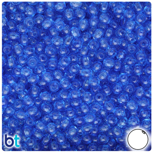 BeadTin Dark Sapphire Transparent 5mm Round Plastic Craft Beads (700pcs)