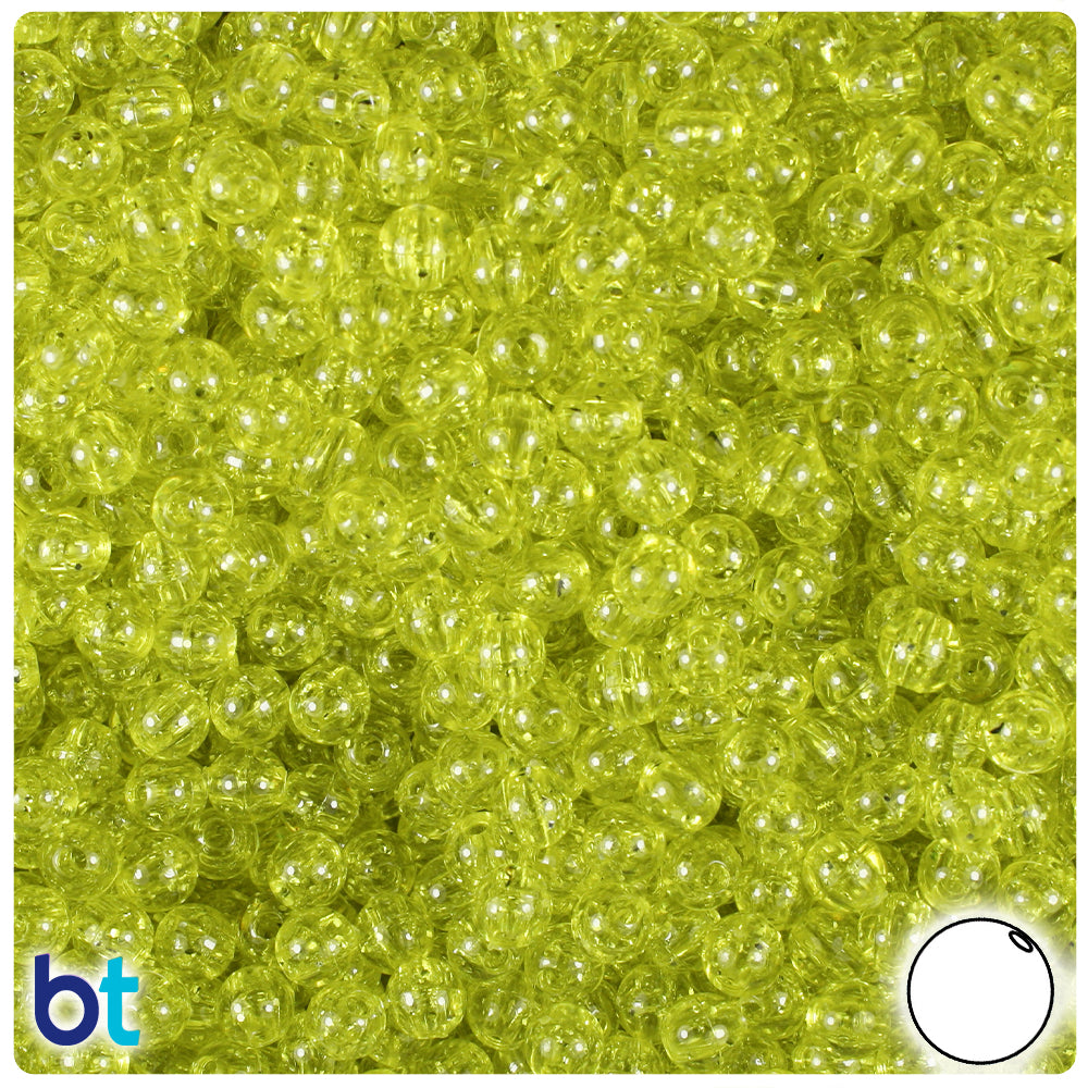 BeadTin Yellow Sparkle 5mm Round Plastic Craft Beads (700pcs)