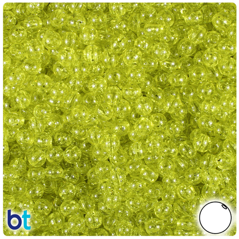 BeadTin Yellow Sparkle 5mm Round Plastic Craft Beads (700pcs)