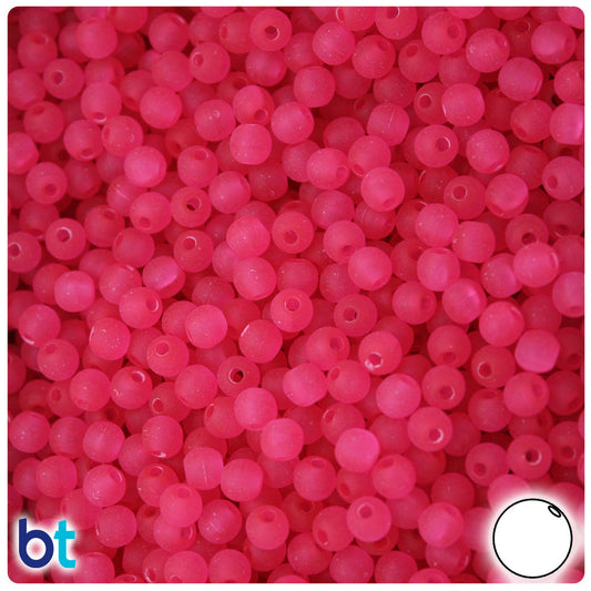 BeadTin Hot Pink Frosted 5mm Round Plastic Craft Beads (700pcs)