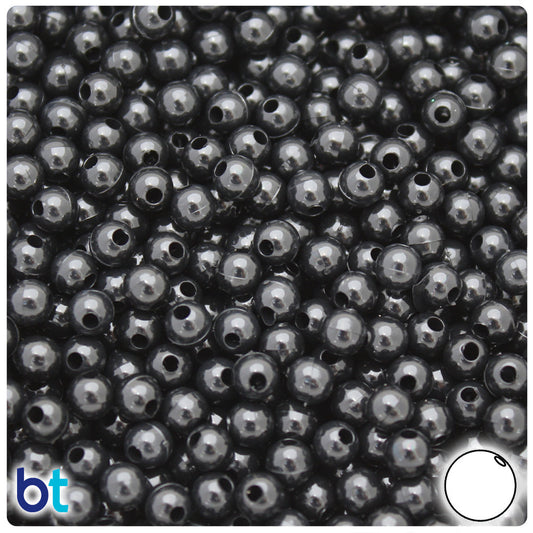 BeadTin Black Opaque 5mm Round Plastic Craft Beads (700pcs)