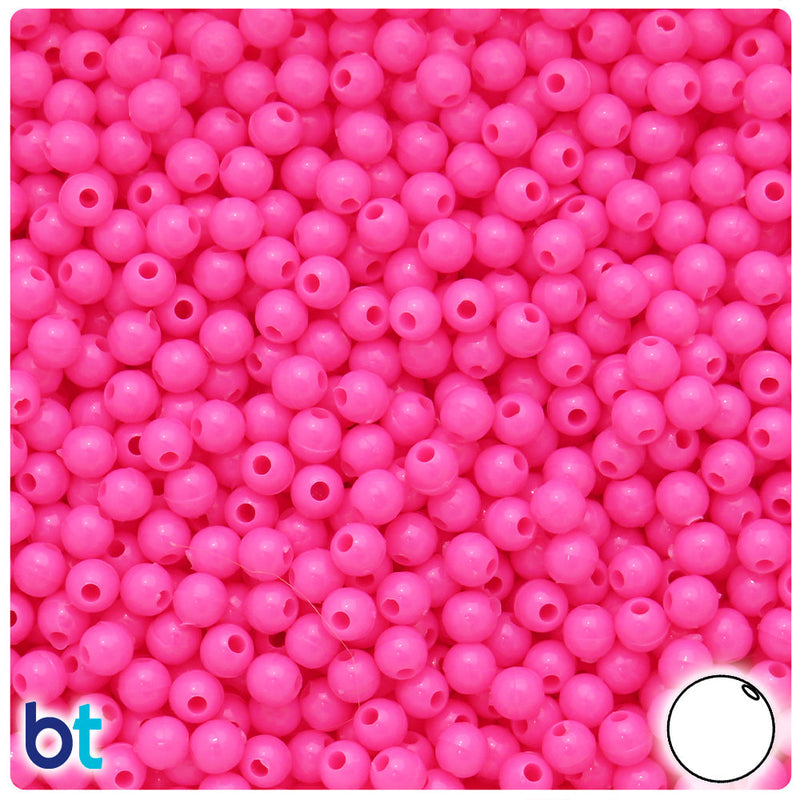 BeadTin Dark Pink Opaque 5mm Round Plastic Craft Beads (700pcs)