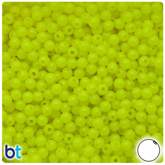 BeadTin Lemon Neon Bright 5mm Round Plastic Craft Beads (700pcs)