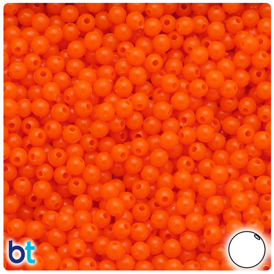 BeadTin Tangelo Neon Bright 5mm Round Plastic Craft Beads (700pcs)