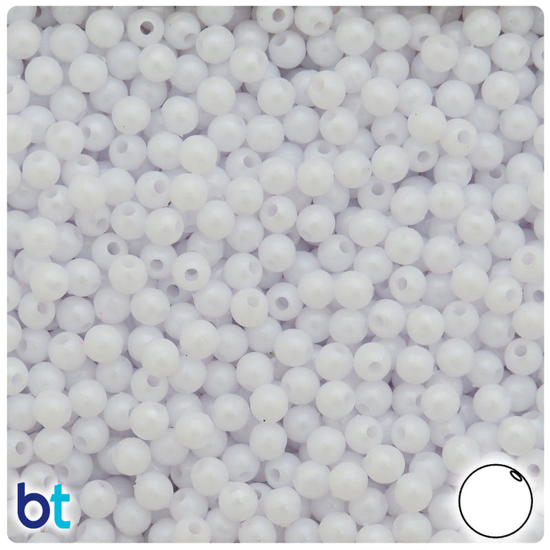 BeadTin White Pearl 5mm Round Plastic Craft Beads (700pcs)