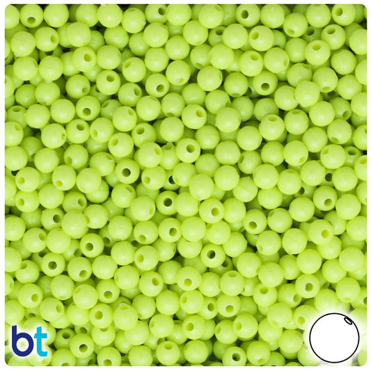 BeadTin Chartreuse Green Opaque 5mm Round Plastic Craft Beads (700pcs)