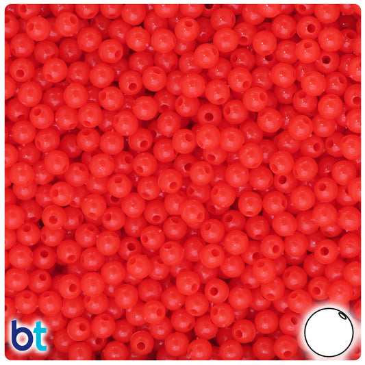 BeadTin Bright Red Opaque 5mm Round Plastic Craft Beads (700pcs)