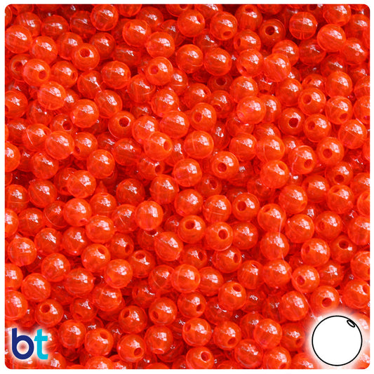 BeadTin Fire Red Transparent 5mm Round Plastic Craft Beads (700pcs)