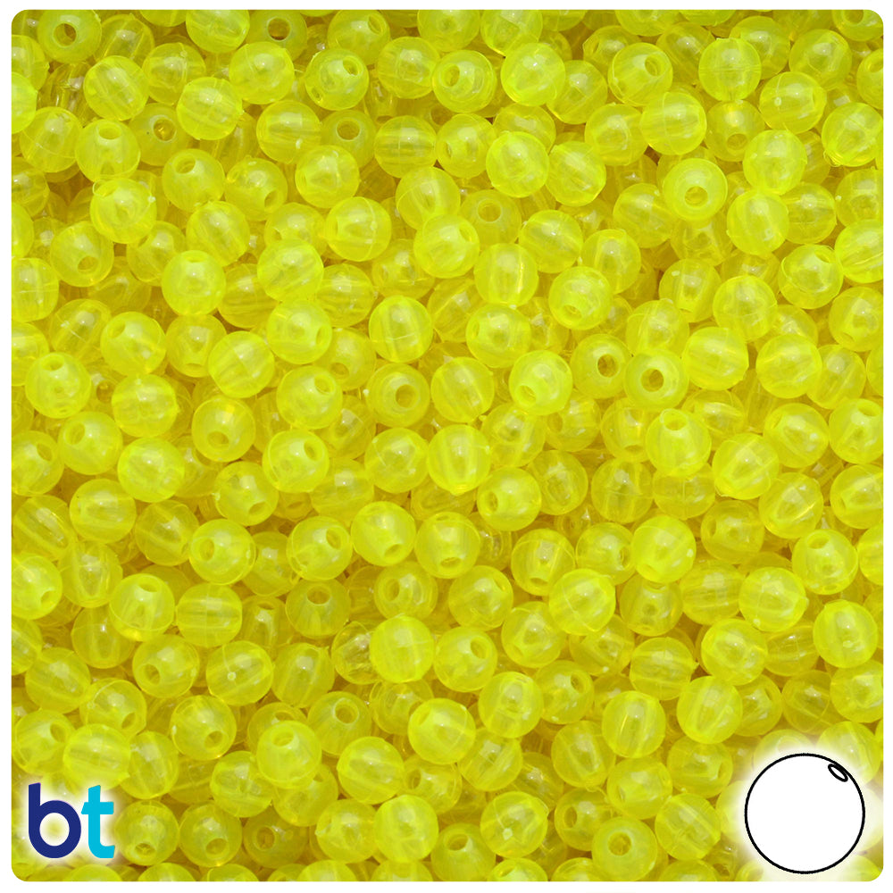 BeadTin Lure Yellow Transparent 5mm Round Plastic Craft Beads (700pcs)