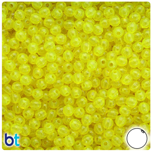 BeadTin Lure Yellow Transparent 5mm Round Plastic Craft Beads (700pcs)