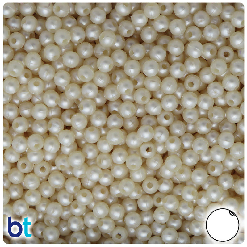 BeadTin Natural Pearl 5mm Round Plastic Craft Beads (700pcs)