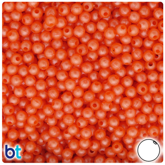 BeadTin Orange Pearl 5mm Round Plastic Craft Beads (700pcs)