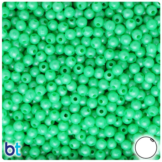 BeadTin Bright Green Pearl 5mm Round Plastic Craft Beads (700pcs)