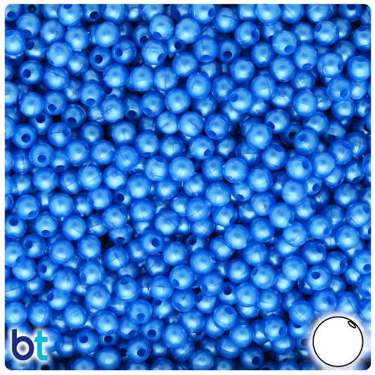 BeadTin Dark Blue Pearl 5mm Round Plastic Craft Beads (700pcs)