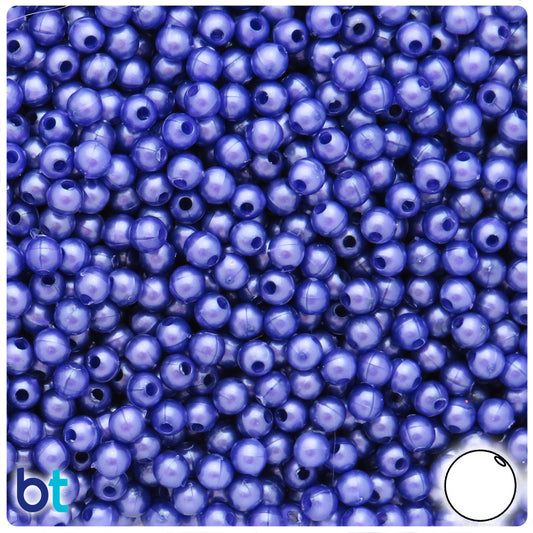 BeadTin Dark Purple Pearl 5mm Round Plastic Craft Beads (700pcs)