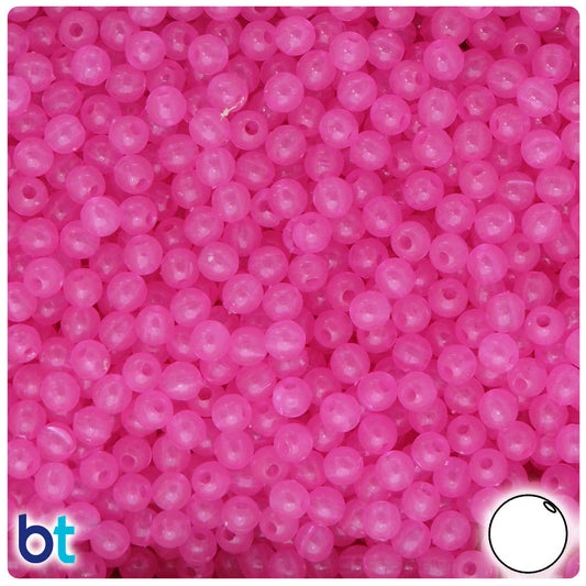 BeadTin Pink Glow 5mm Round Plastic Craft Beads (700pcs)
