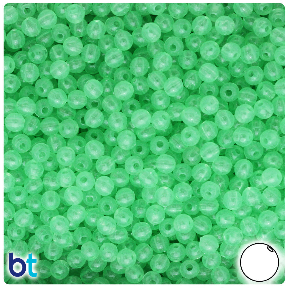 BeadTin Green Glow 5mm Round Plastic Craft Beads (700pcs)
