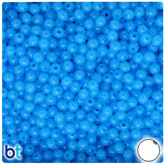 BeadTin Blue Glow 5mm Round Plastic Craft Beads (700pcs)