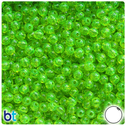 BeadTin Lime Roe Transparent 5mm Round Plastic Craft Beads (700pcs)