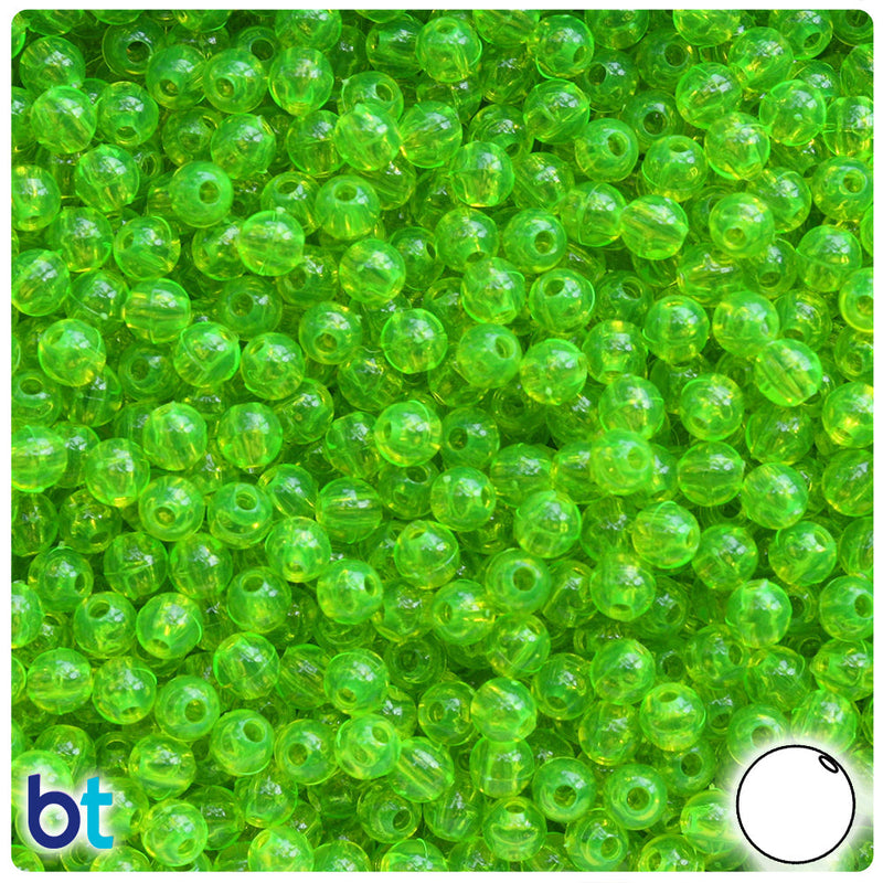 BeadTin Lime Roe Transparent 5mm Round Plastic Craft Beads (700pcs)