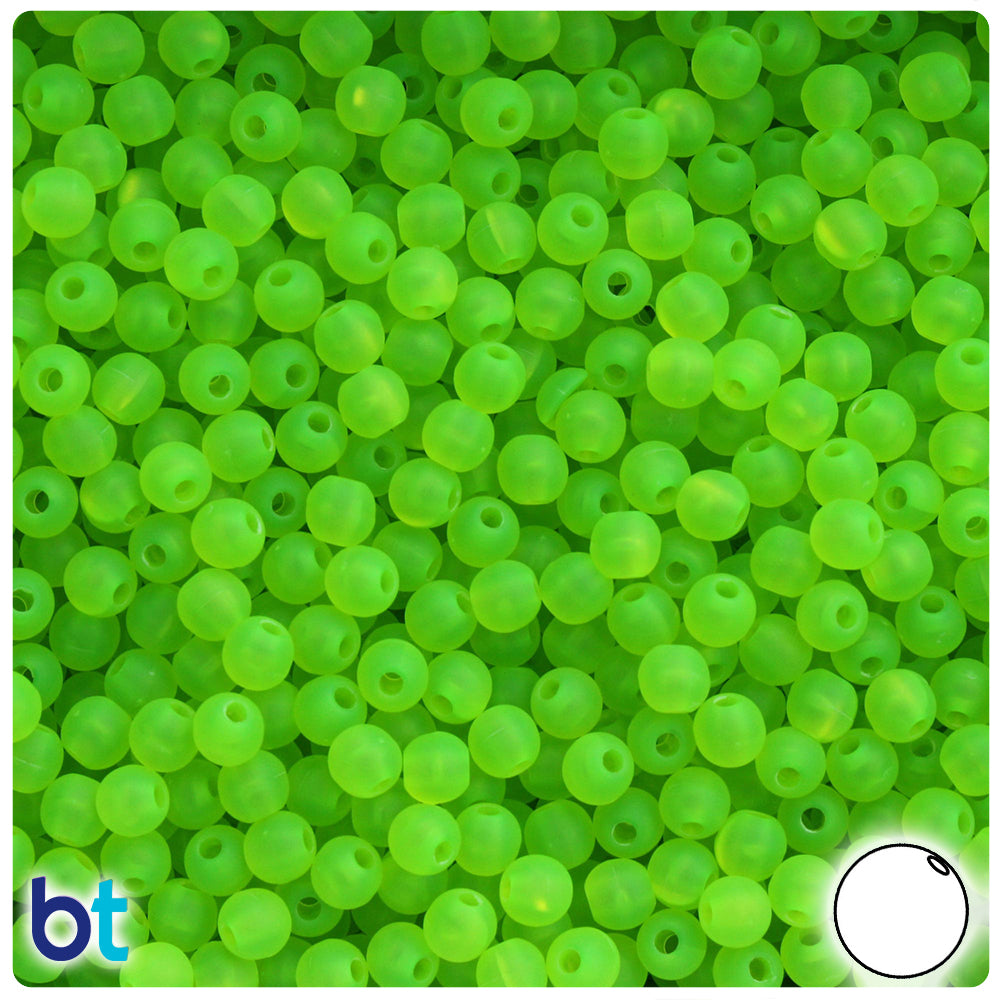 BeadTin Lime Roe Frosted 5mm Round Plastic Craft Beads (700pcs)