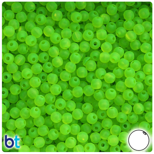 BeadTin Lime Roe Frosted 5mm Round Plastic Craft Beads (700pcs)
