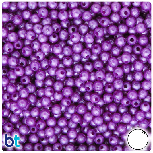 BeadTin Violet Pearl 5mm Round Plastic Craft Beads (700pcs)