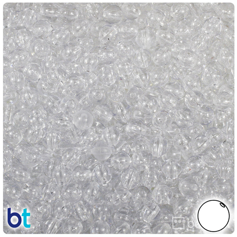 BeadTin Crystal Transparent 6mm Round Plastic Craft Beads (500pcs)