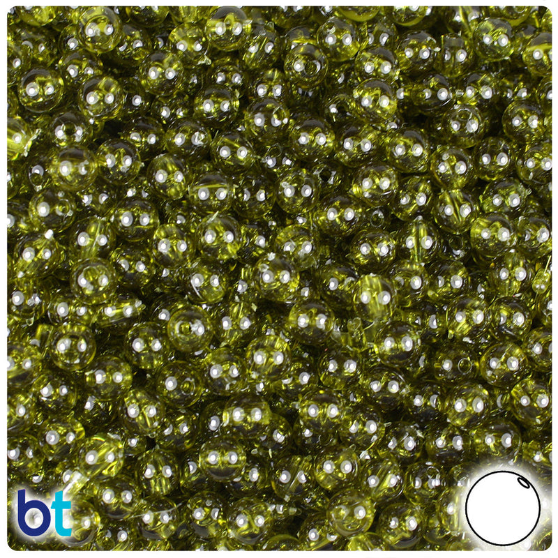 BeadTin Avocado Transparent 6mm Round Plastic Craft Beads (500pcs)