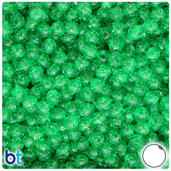 BeadTin Mint Sparkle 6mm Round Plastic Craft Beads (500pcs)