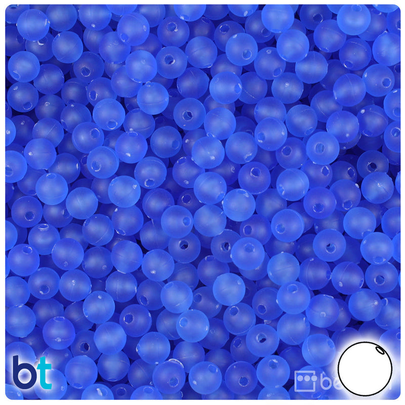 BeadTin Dark Sapphire Frosted 6mm Round Plastic Craft Beads (500pcs)