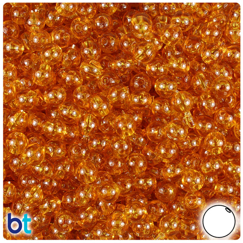 BeadTin Topaz Transparent 6mm Round Plastic Craft Beads (500pcs)