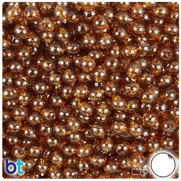 BeadTin Root Beer Transparent 6mm Round Plastic Craft Beads (500pcs)