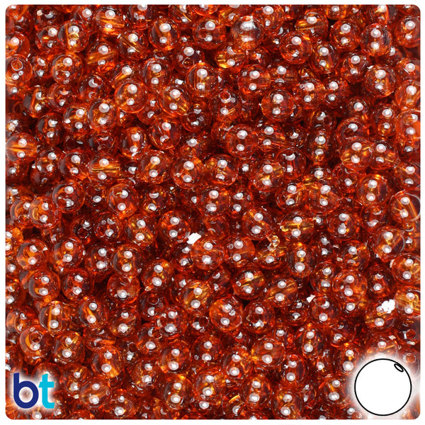 BeadTin Tortoise Transparent 6mm Round Plastic Craft Beads (500pcs)