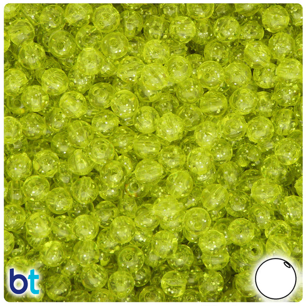 BeadTin Yellow Sparkle 6mm Round Plastic Craft Beads (500pcs)