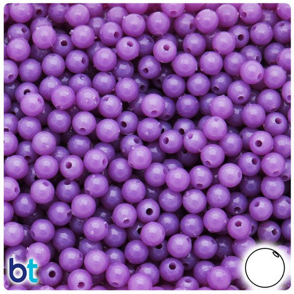 BeadTin Lavender Opaque 6mm Round Plastic Craft Beads (500pcs)