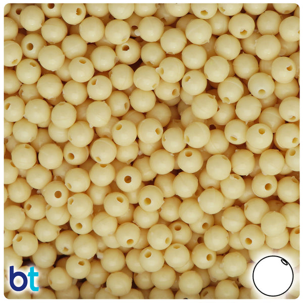 BeadTin Ivory Opaque 6mm Round Plastic Craft Beads (500pcs)