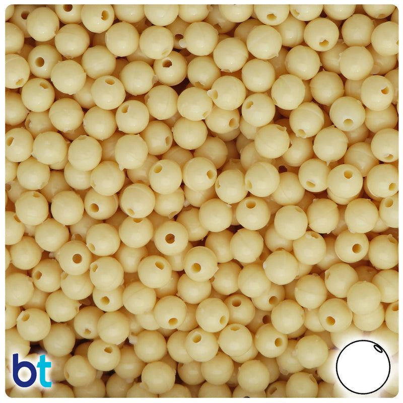 BeadTin Ivory Opaque 6mm Round Plastic Craft Beads (500pcs)