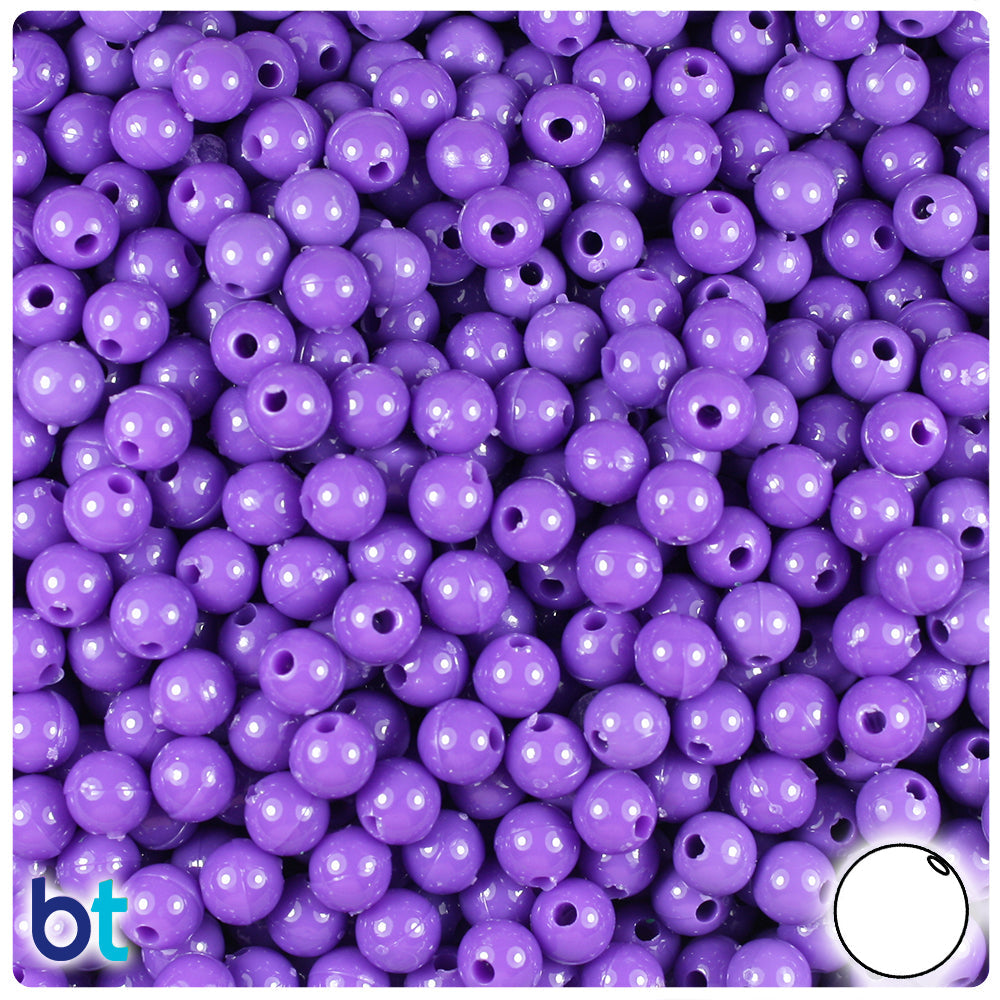BeadTin Lilac Opaque 6mm Round Plastic Craft Beads (500pcs)