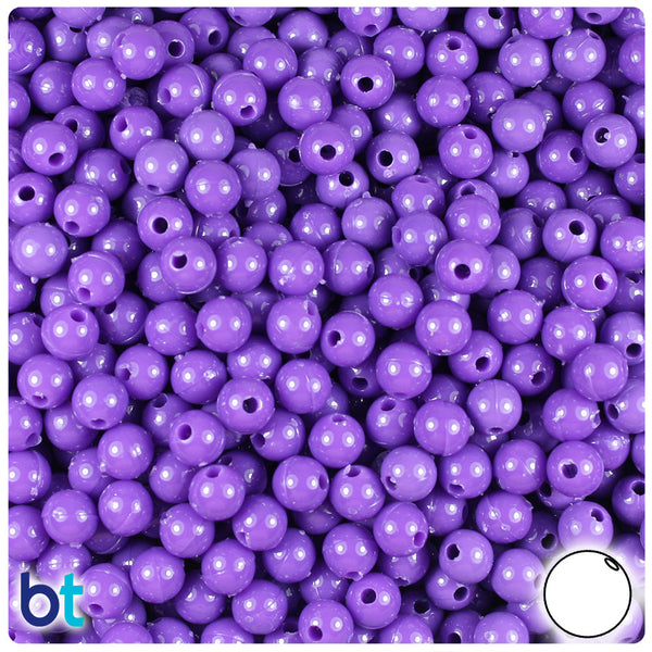 BeadTin Lilac Opaque 6mm Round Plastic Craft Beads (500pcs)