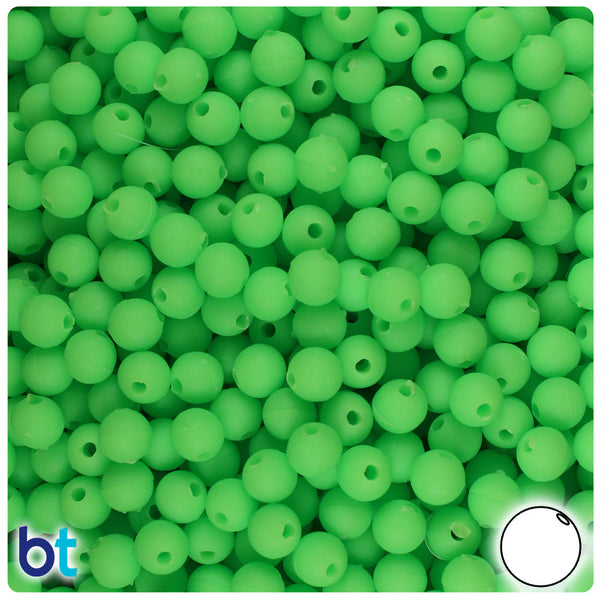 BeadTin Lime Matte 6mm Round Plastic Craft Beads (500pcs)