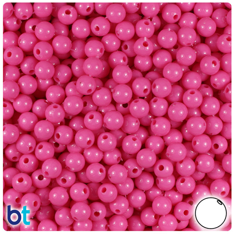 BeadTin Dark Pink Opaque 6mm Round Plastic Craft Beads (500pcs)