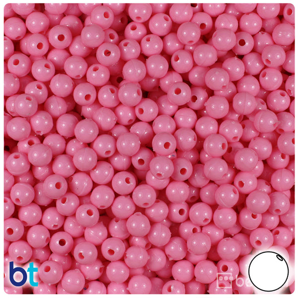 BeadTin Baby Pink Opaque 6mm Round Plastic Craft Beads (500pcs)