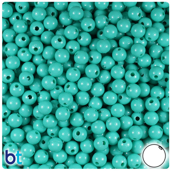 BeadTin Light Turquoise Opaque 6mm Round Plastic Craft Beads (500pcs)