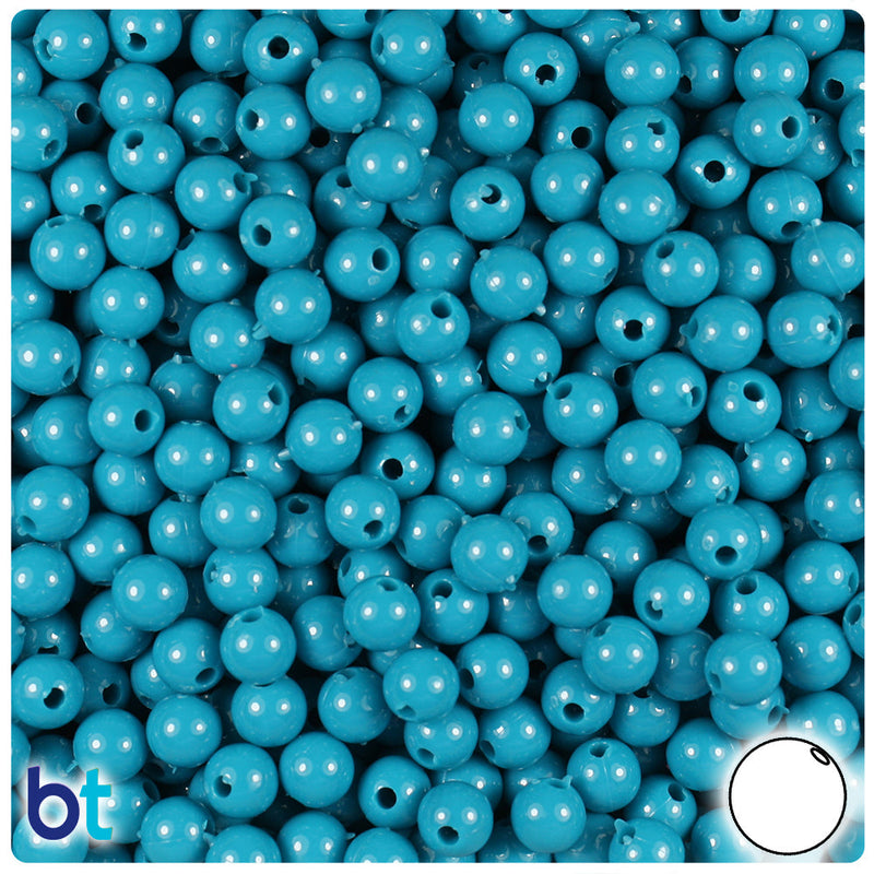 BeadTin Dark Turquoise Opaque 6mm Round Plastic Craft Beads (500pcs)