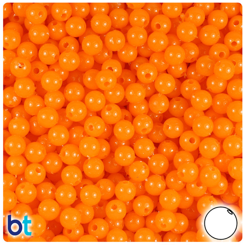 BeadTin Orange Opaque 6mm Round Plastic Craft Beads (500pcs)