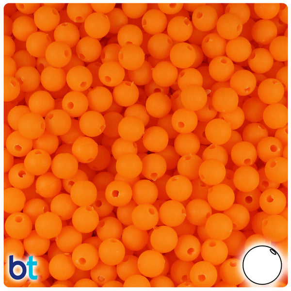 BeadTin Orange Matte 6mm Round Plastic Craft Beads (500pcs)